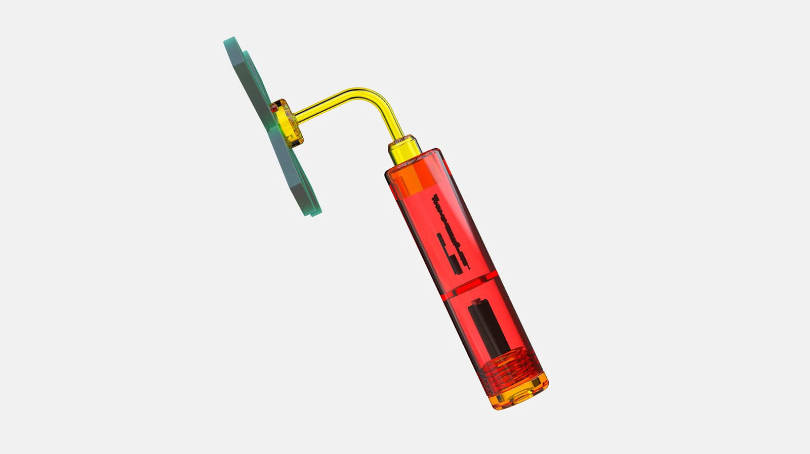Cutaway view showing how the electronics fit inside the handle